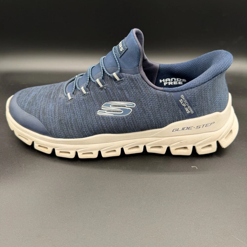 Skechers Slip-ins Glide-Step Zefyr Mens 11 Wide Navy Blue Sneakers 233011W